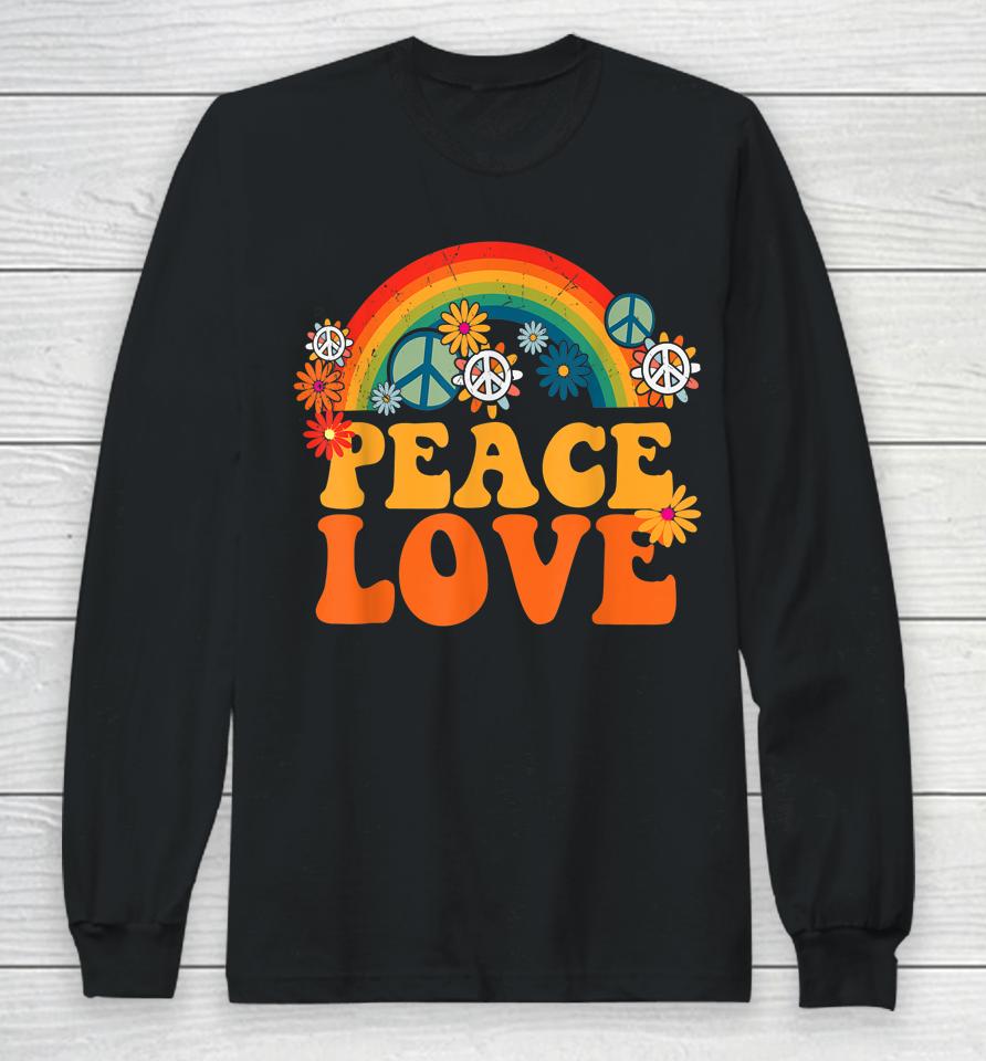 Peace Sign Love 1960S 1970S Shirt Tie Dye Groovy Hippie Long Sleeve T-Shirt