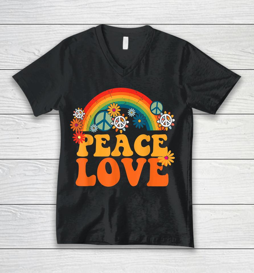 Peace Sign Love 1960S 1970S Shirt Tie Dye Groovy Hippie Unisex V-Neck T-Shirt