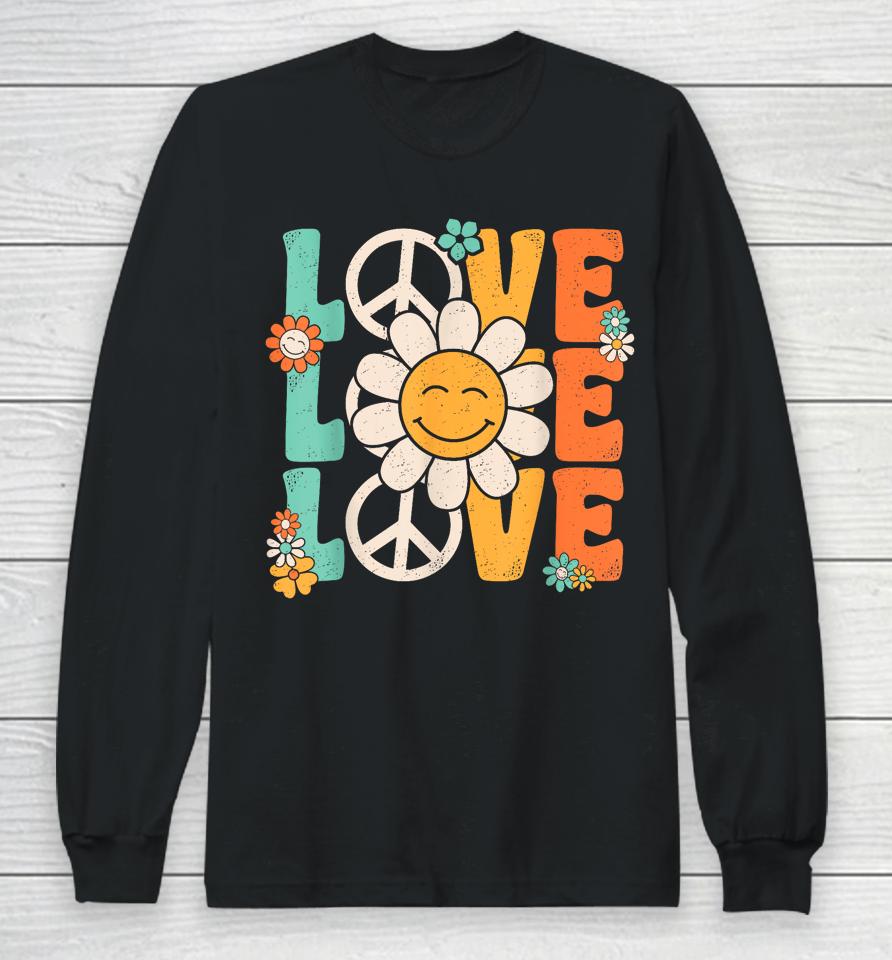 Peace Sign Love 60S 70S 80S Costume Groovy Theme Party Long Sleeve T-Shirt