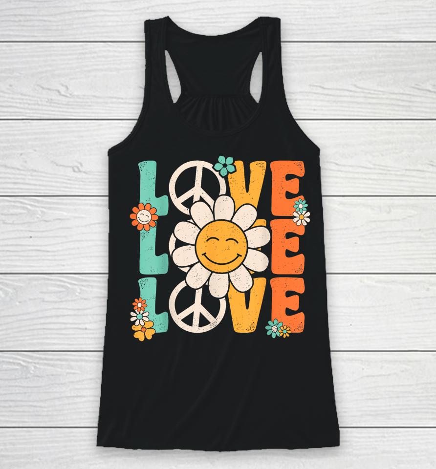 Peace Sign Love 60S 70S 80S Costume Groovy Theme Party Racerback Tank