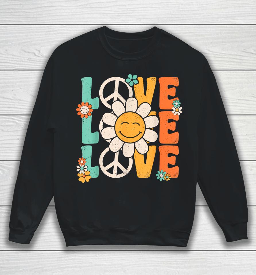 Peace Sign Love 60S 70S 80S Costume Groovy Theme Party Sweatshirt