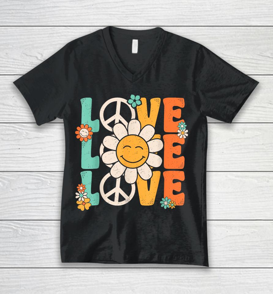 Peace Sign Love 60S 70S 80S Costume Groovy Theme Party Unisex V-Neck T-Shirt