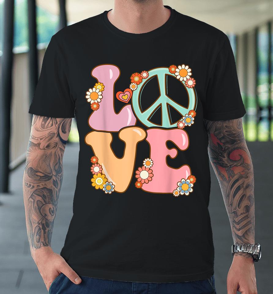 Peace Sign Love 60S 70S Costume Groovy Hippie Premium T-Shirt