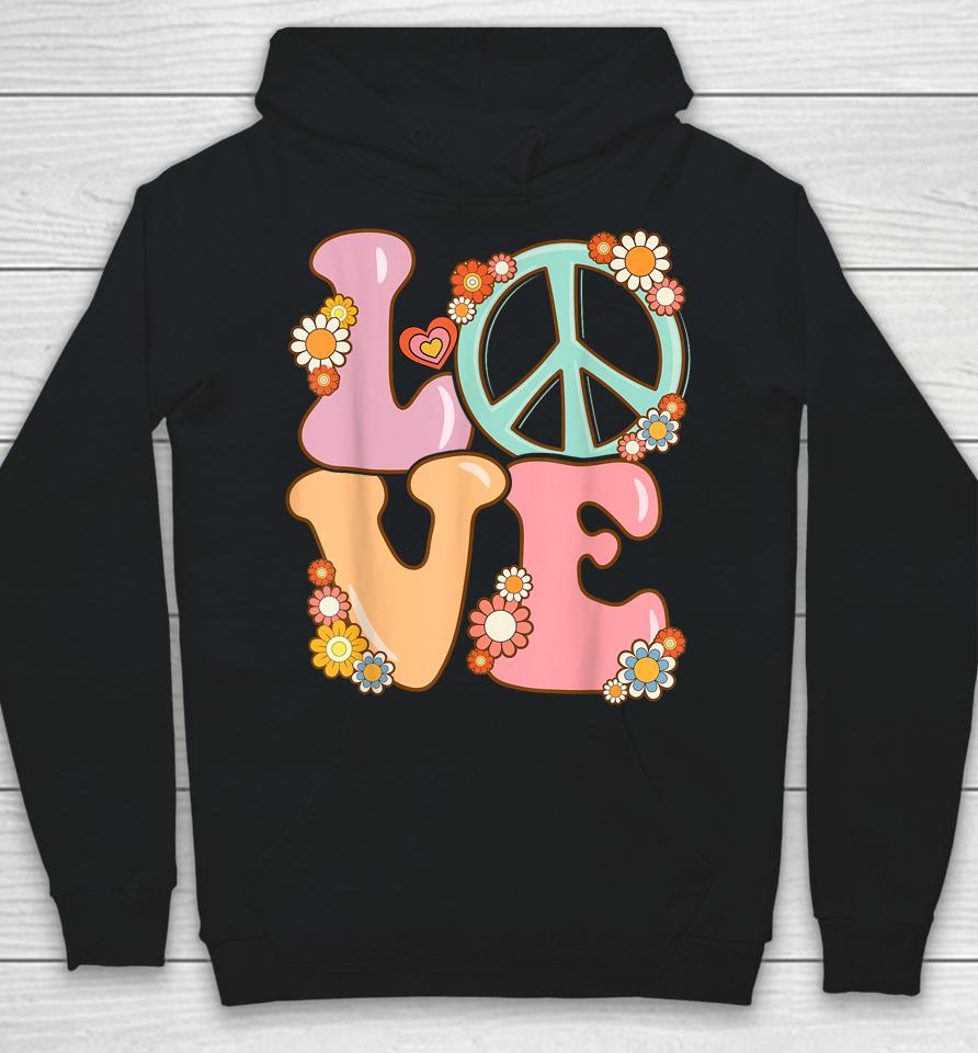 Peace Sign Love 60S 70S Costume Groovy Hippie Hoodie