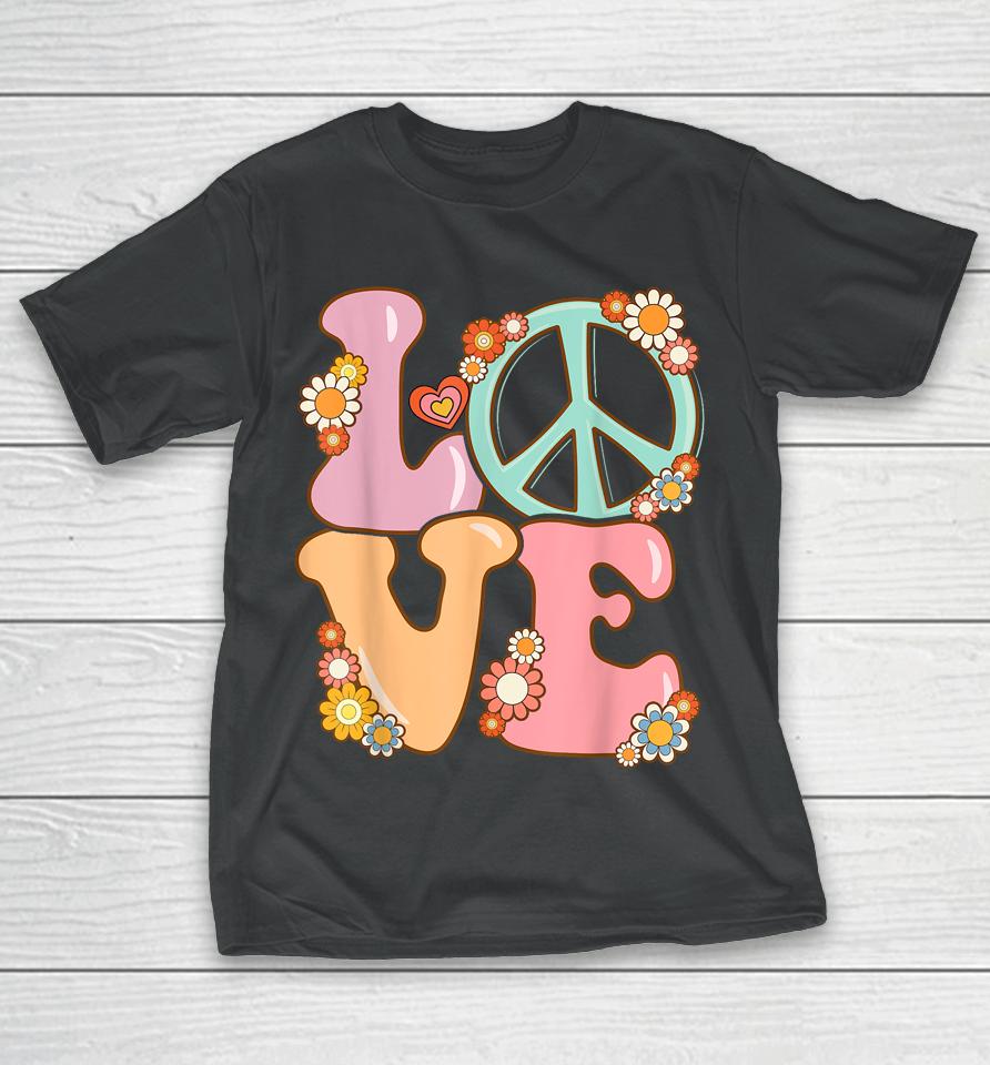 Peace Sign Love 60S 70S Costume Groovy Hippie T-Shirt