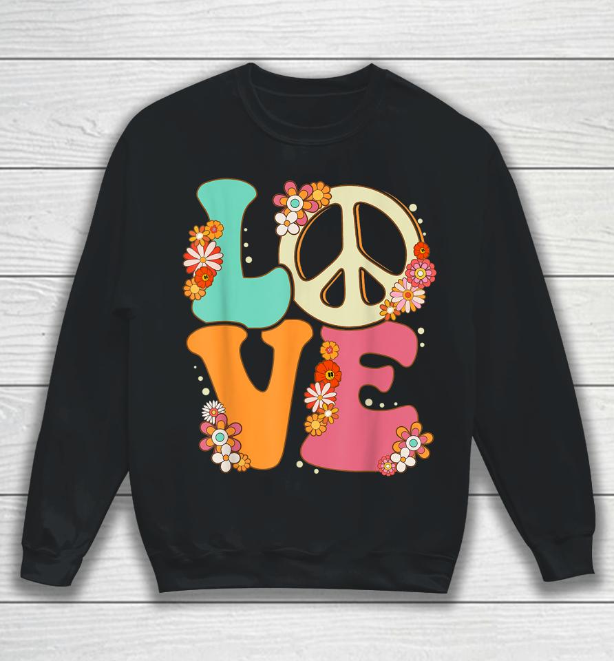 Peace Sign Love 60S 70S Costume Groovy Hippie Theme Party Sweatshirt