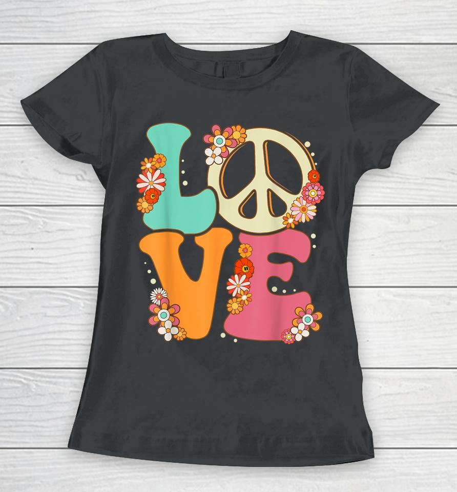 Peace Sign Love 60S 70S Costume Groovy Hippie Theme Party Women T-Shirt