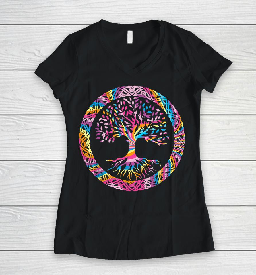 Peace Sign Love 60S 70S Tie Dye Hippie Halloween Women V-Neck T-Shirt