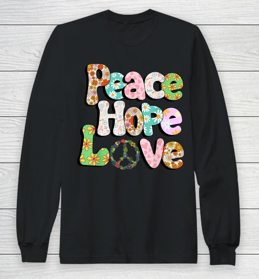 Peace Sign Love 60S 70S Tie Dye Hippie Halloween Long Sleeve T-Shirt