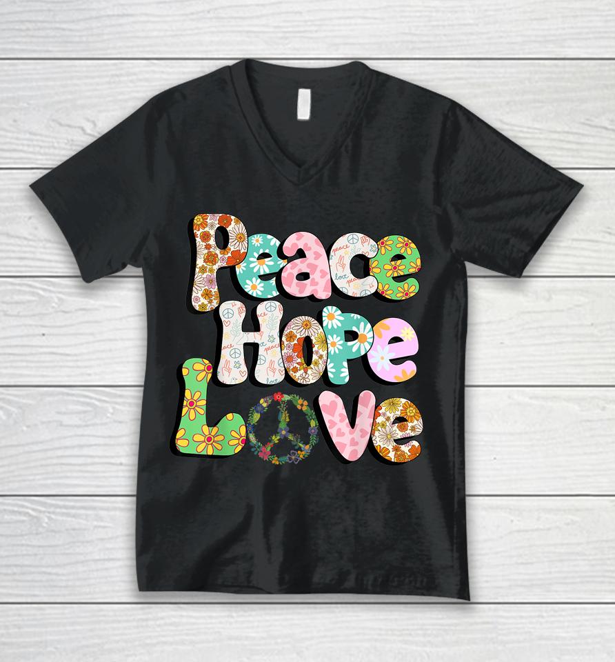 Peace Sign Love 60S 70S Tie Dye Hippie Halloween Unisex V-Neck T-Shirt