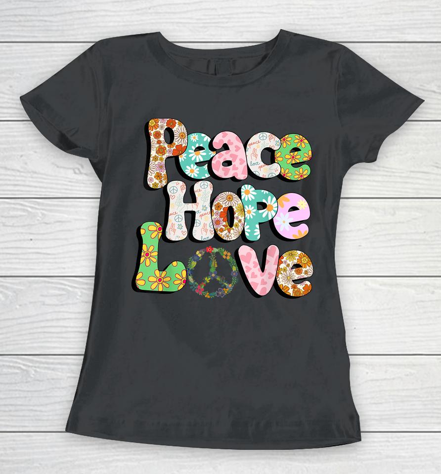 Peace Sign Love 60S 70S Tie Dye Hippie Halloween Women T-Shirt
