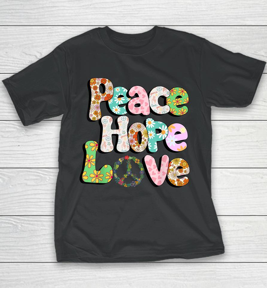 Peace Sign Love 60S 70S Tie Dye Hippie Halloween Youth T-Shirt