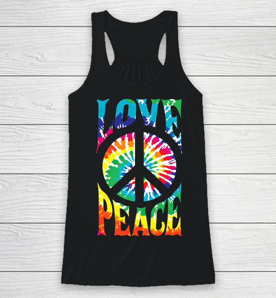 Peace Sign Love 60S 70S Tie Dye Hippie Racerback Tank