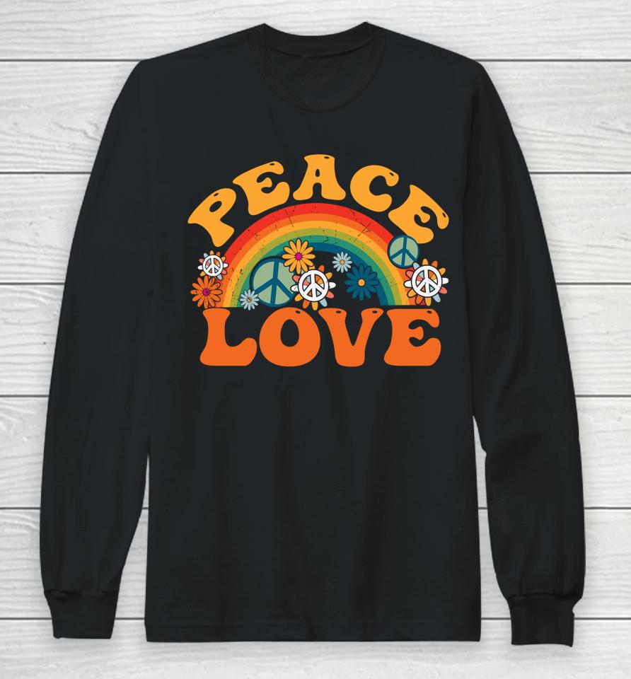 Peace Sign Love 70S 1970 Tie Dye Hippie Halloween Long Sleeve T-Shirt