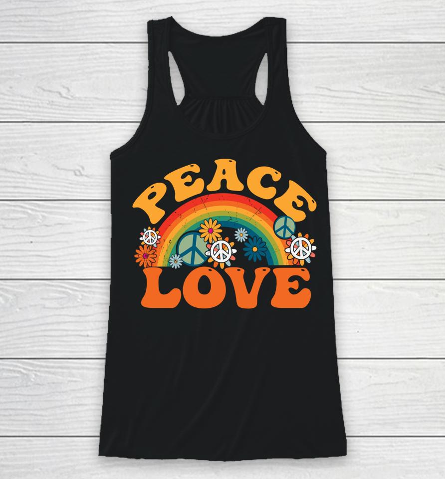 Peace Sign Love 70S 1970 Tie Dye Hippie Halloween Racerback Tank