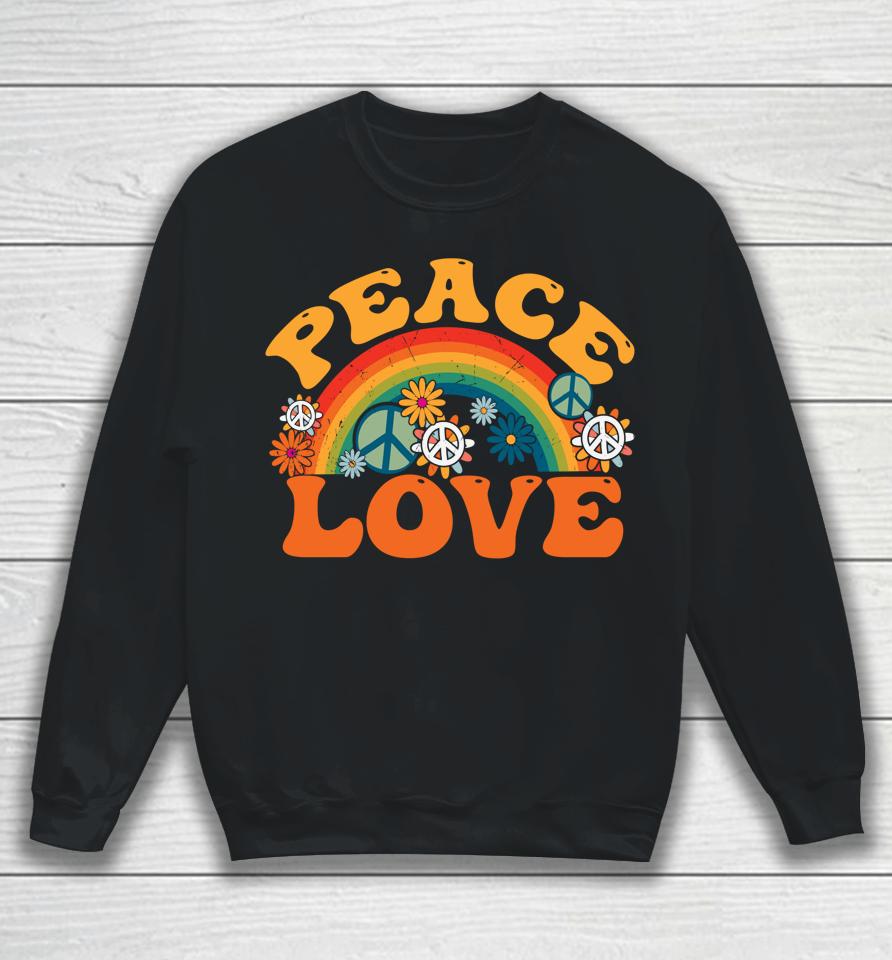 Peace Sign Love 70S 1970 Tie Dye Hippie Halloween Sweatshirt