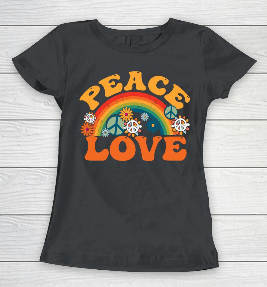 Peace Sign Love 70S 1970 Tie Dye Hippie Halloween Women T-Shirt