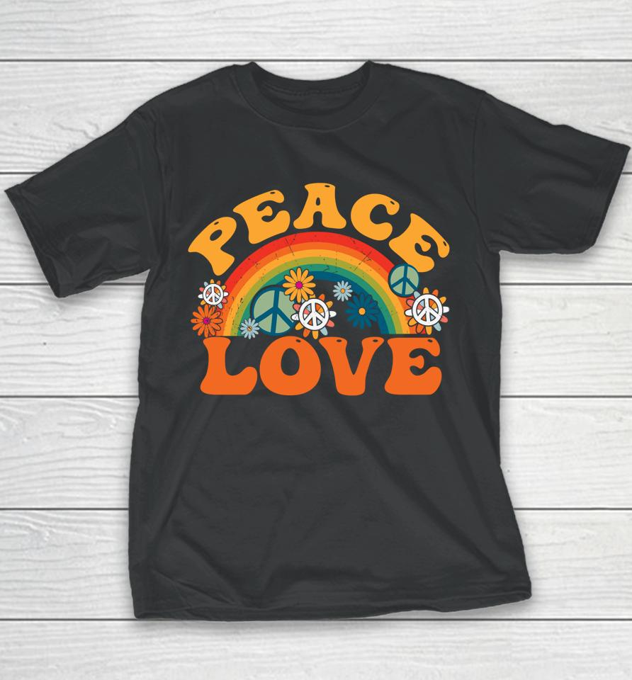 Peace Sign Love 70S 1970 Tie Dye Hippie Halloween Youth T-Shirt