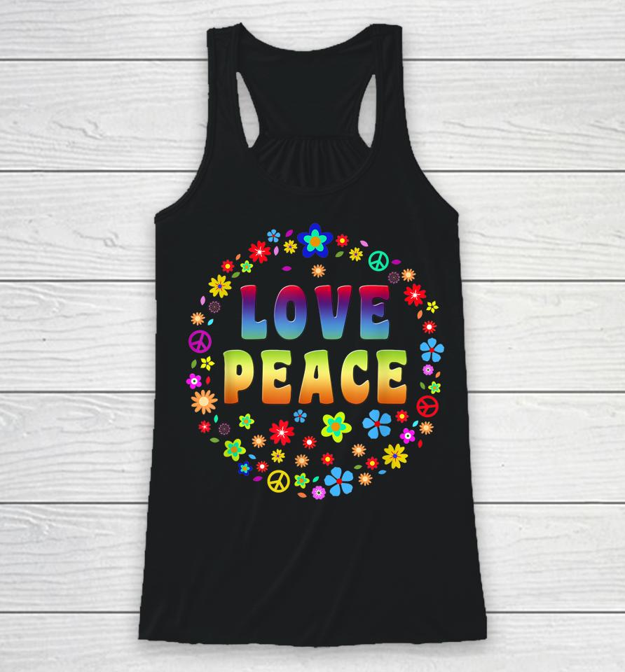 Peace Sign Love 70S Hippie Racerback Tank