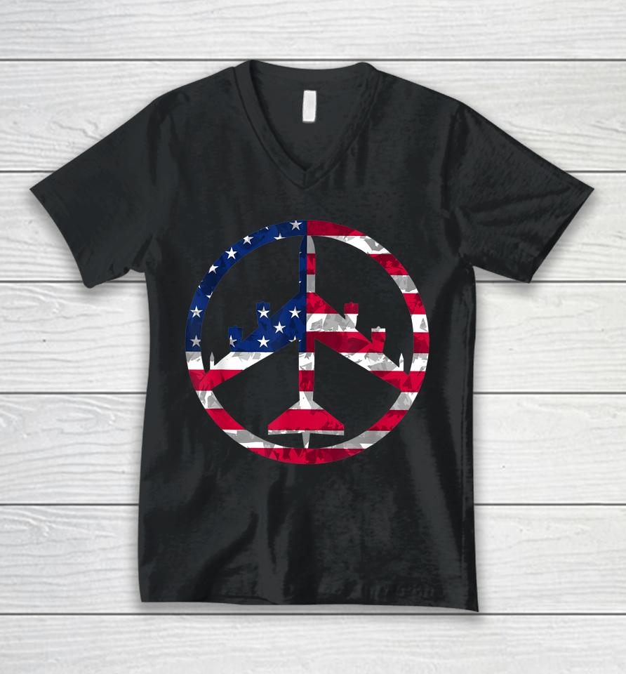Peace Through Superior Firepower B-52 Bomber Unisex V-Neck T-Shirt