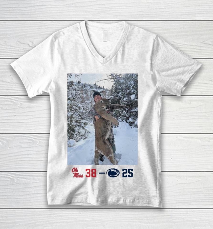 Peach Bowl Champs Ole Miss 38 Penn State Nittany Lions 25 Unisex V-Neck T-Shirt
