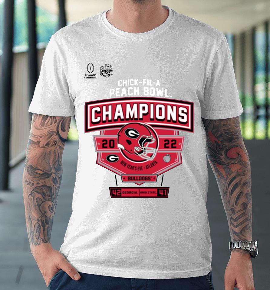 Peach Bowl Merchandise 2022 Chick-Fil-A Peach Bowl Georgia Champions Score Premium T-Shirt