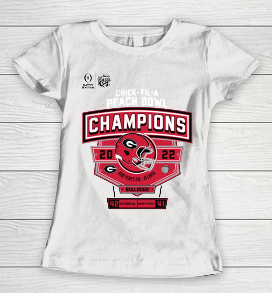 Peach Bowl Merchandise 2022 Chick-Fil-A Peach Bowl Georgia Champions Score Women T-Shirt