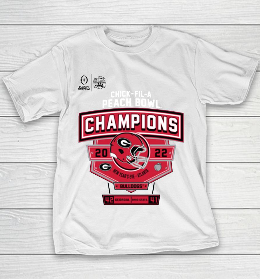 Peach Bowl Merchandise 2022 Chick-Fil-A Peach Bowl Georgia Champions Score Youth T-Shirt