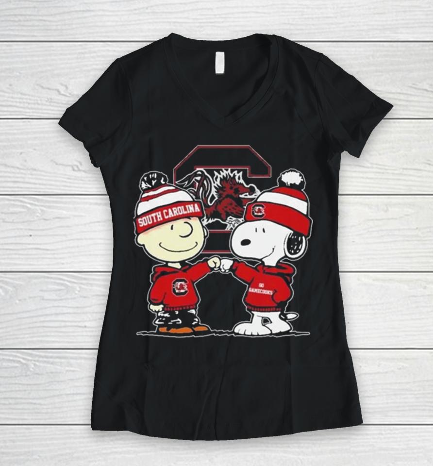 Peanuts Snoopy And Charlie Brown Friends South Carolina Women’s Basketball Women V-Neck T-Shirt