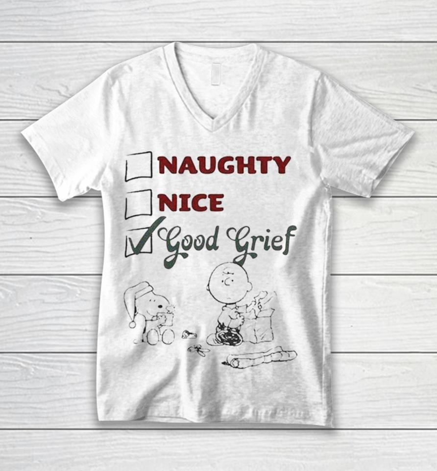 Peanuts Snoopy And Charlie Brown Good Grief Unisex V-Neck T-Shirt