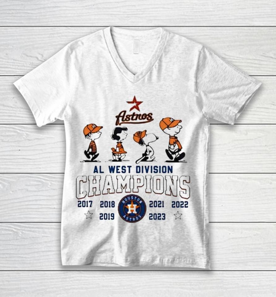 Peanuts Snoopy And Friend Houston Astros 2017 2023 Al West Division Champions Unisex V-Neck T-Shirt