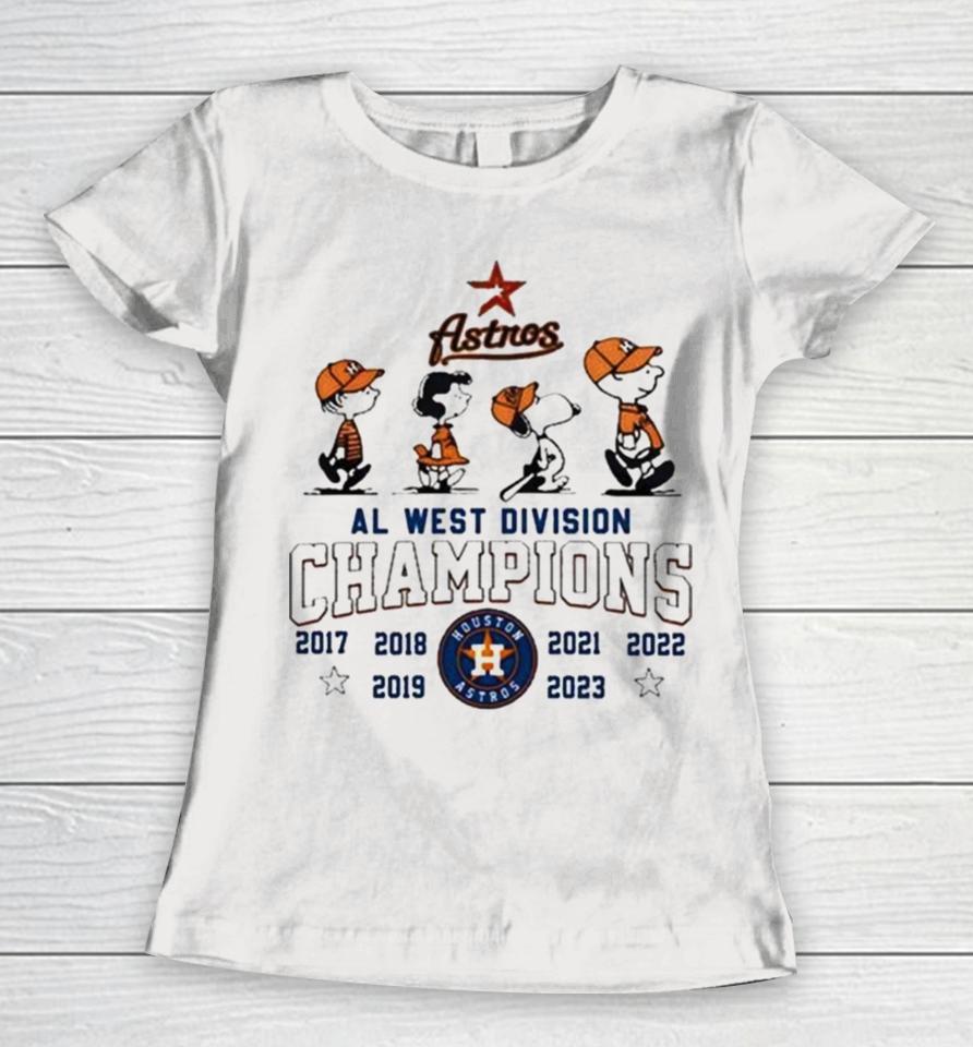 Peanuts Snoopy And Friend Houston Astros 2017 2023 Al West Division Champions Women T-Shirt