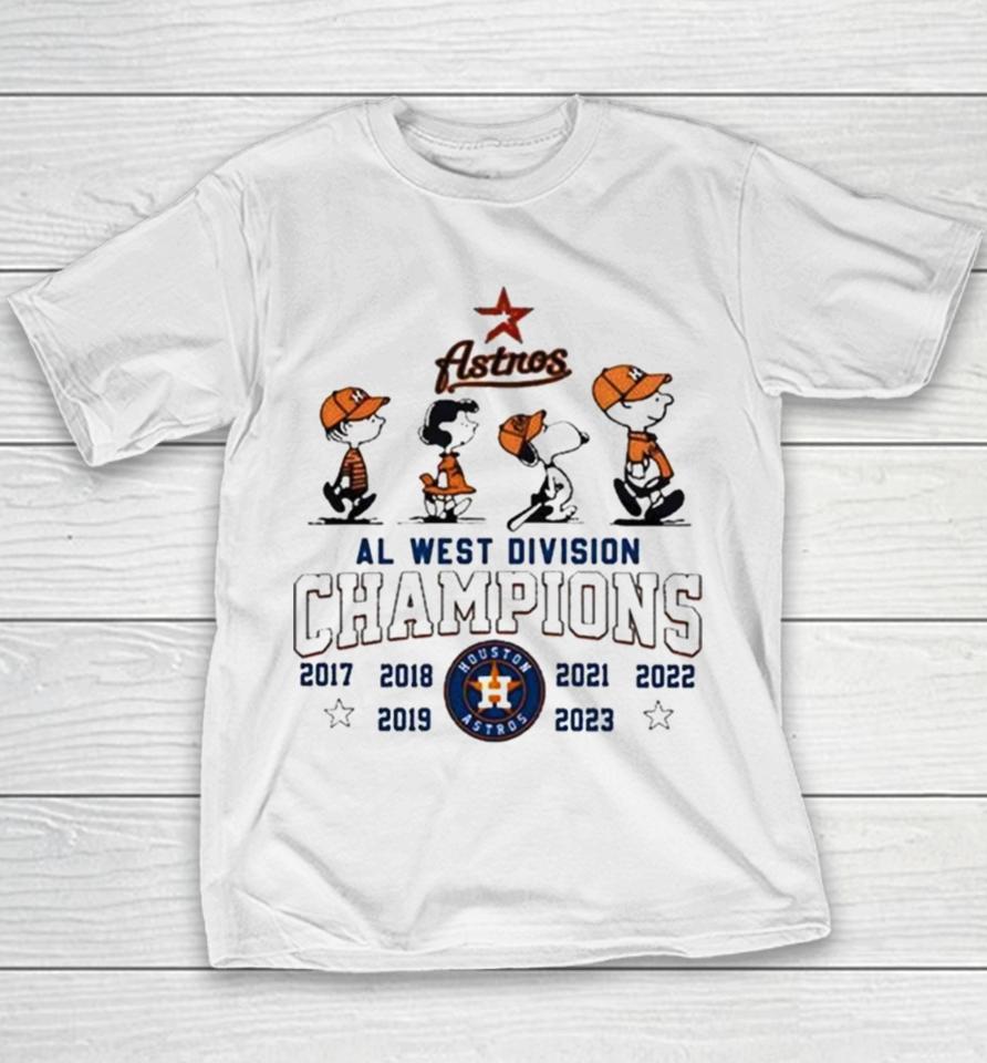 Peanuts Snoopy And Friend Houston Astros 2017 2023 Al West Division Champions Youth T-Shirt