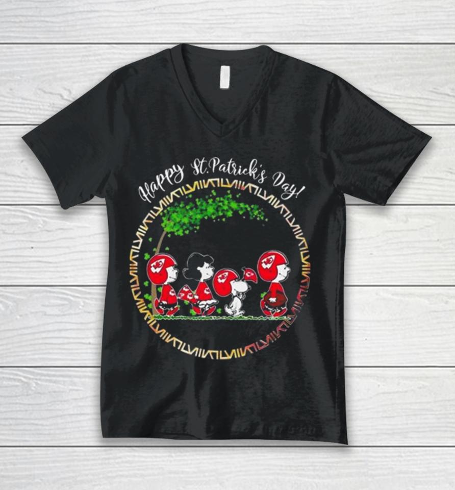 Peanuts Snoopy And Friends Kansas City Chiefs Happy St Patrick’s Day Unisex V-Neck T-Shirt