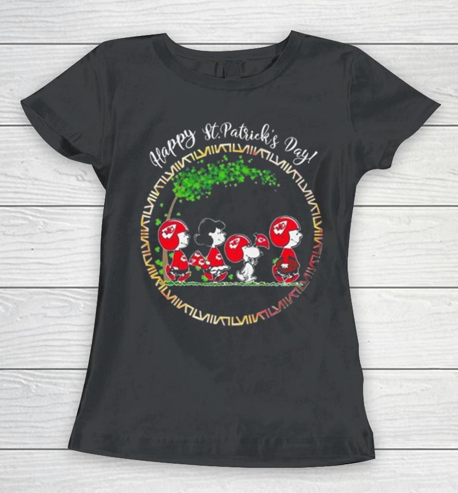 Peanuts Snoopy And Friends Kansas City Chiefs Happy St Patrick’s Day Women T-Shirt
