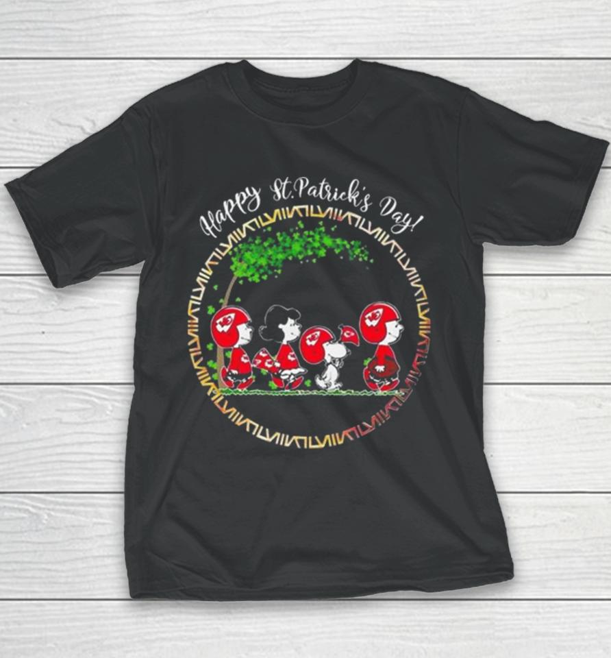 Peanuts Snoopy And Friends Kansas City Chiefs Happy St Patrick’s Day Youth T-Shirt