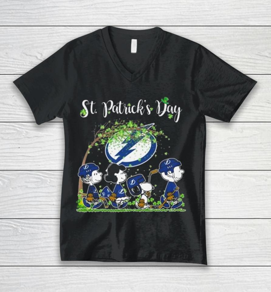Peanuts Snoopy And Friends Tampa Bay Lightning St Patrick’s Day 2024 Unisex V-Neck T-Shirt