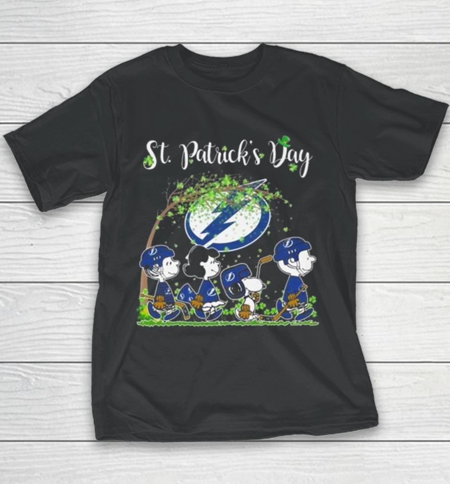 Peanuts Snoopy And Friends Tampa Bay Lightning St Patrick’s Day 2024 Youth T-Shirt
