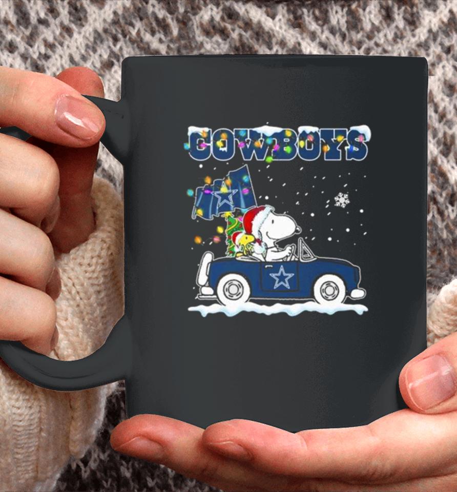 Peanuts Snoopy And Woodstock Drive Car Dallas Cowboys Christmas Coffee Mug