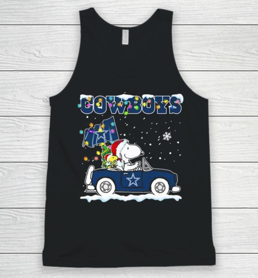 Peanuts Snoopy And Woodstock Drive Car Dallas Cowboys Christmas Unisex Tank Top