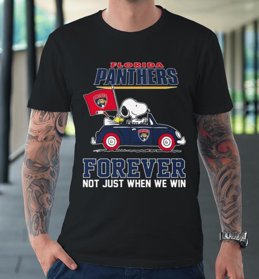 Peanuts Snoopy And Woodstock Florida Panthers On Car Forever Not Just When We Win Premium T-Shirt