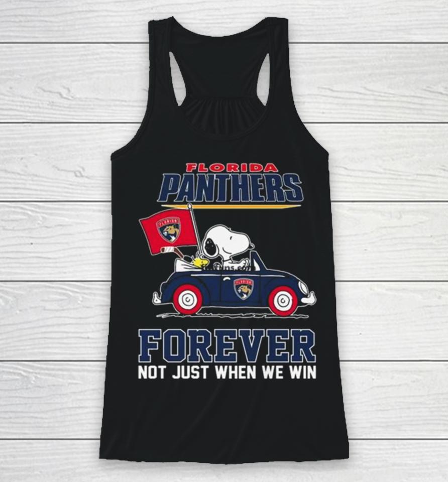 Peanuts Snoopy And Woodstock Florida Panthers On Car Forever Not Just When We Win Racerback Tank