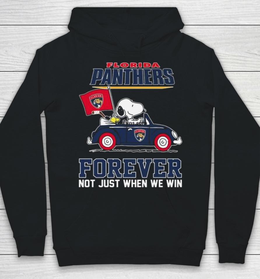 Peanuts Snoopy And Woodstock Florida Panthers On Car Forever Not Just When We Win Hoodie