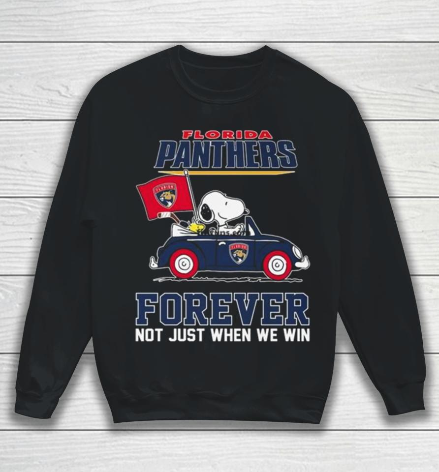 Peanuts Snoopy And Woodstock Florida Panthers On Car Forever Not Just When We Win Sweatshirt