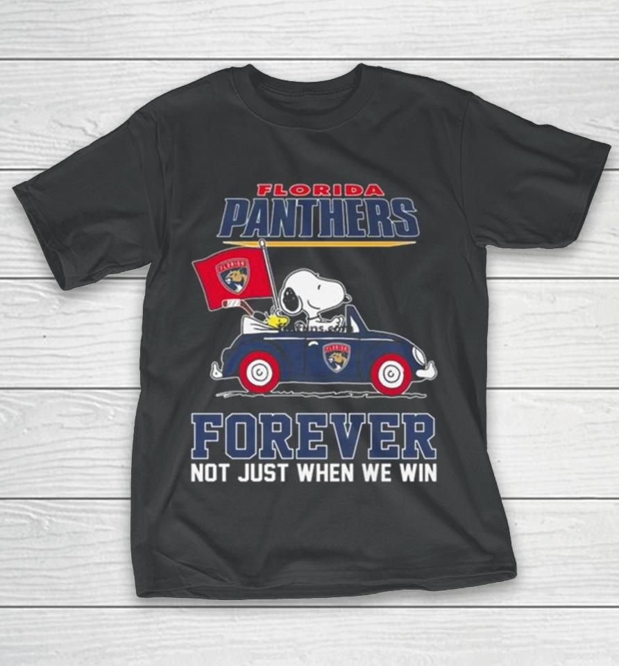 Peanuts Snoopy And Woodstock Florida Panthers On Car Forever Not Just When We Win T-Shirt