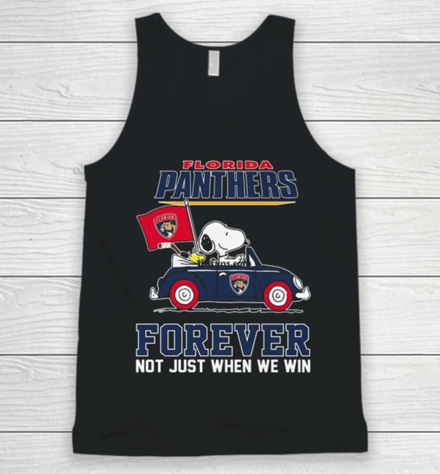 Peanuts Snoopy And Woodstock Florida Panthers On Car Forever Not Just When We Win Unisex Tank Top