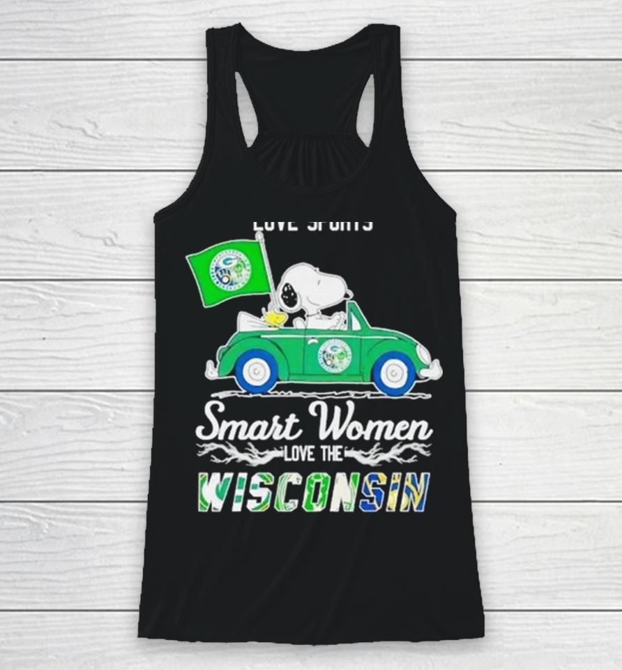 Peanuts Snoopy And Woodstock On Car Real Women Love Baseball Smart Women Love The Wisconsin 2024 Racerback Tank