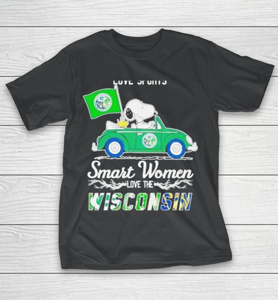 Peanuts Snoopy And Woodstock On Car Real Women Love Baseball Smart Women Love The Wisconsin 2024 T-Shirt