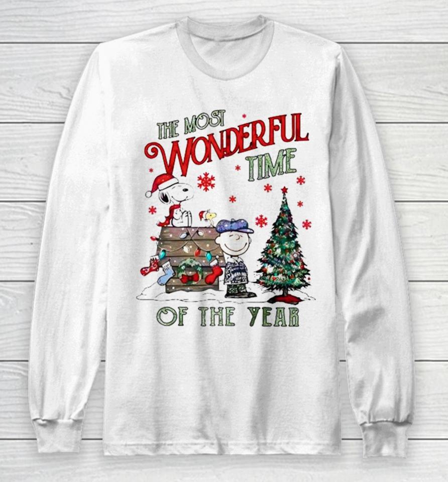 Peanuts Snoopy The Most Wonderful Time Of The Year Merry Christmas Long Sleeve T-Shirt