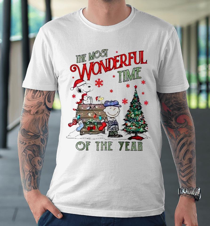 Peanuts Snoopy The Most Wonderful Time Of The Year Merry Christmas Premium T-Shirt